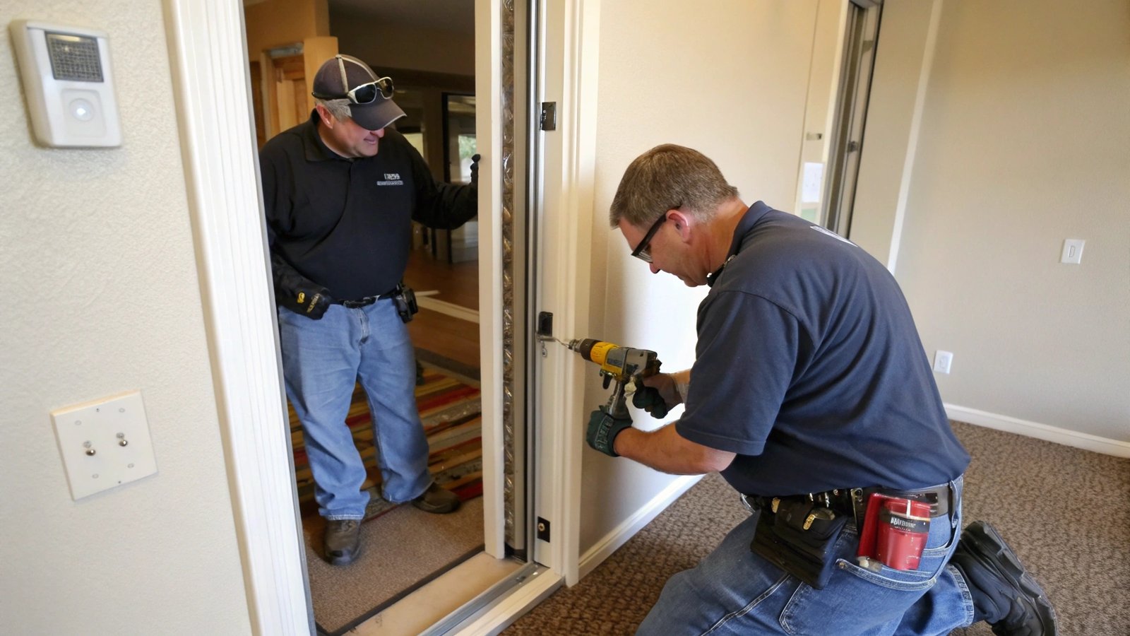 A sliding door keeper and lock