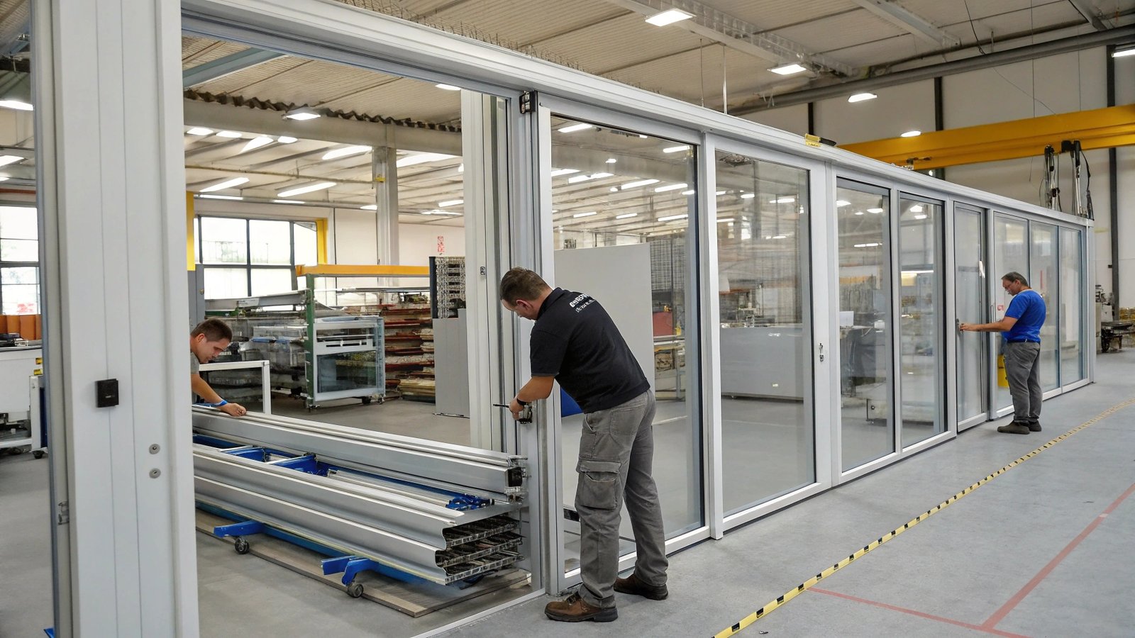 A close-up of a high-quality soft closing sliding door roller on a track