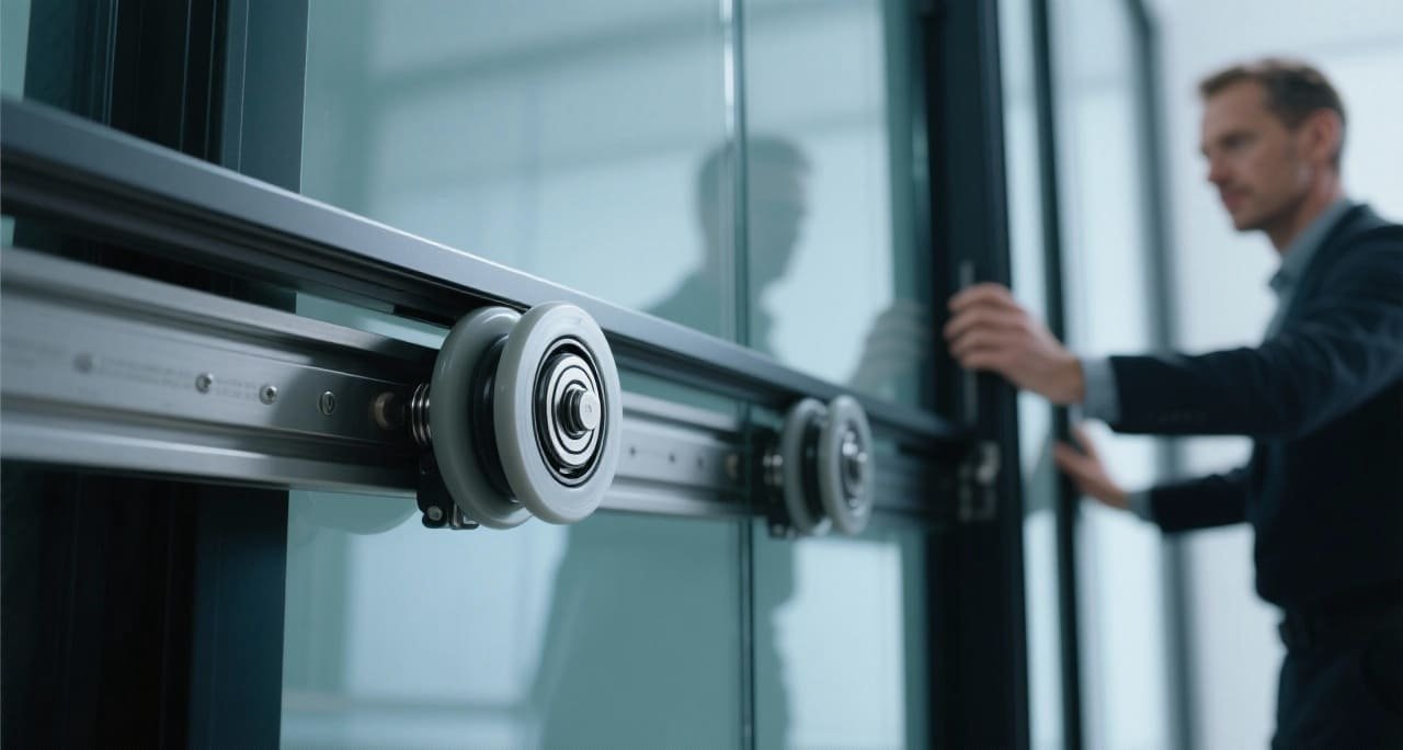 A heavy partition door system using movable pulleys