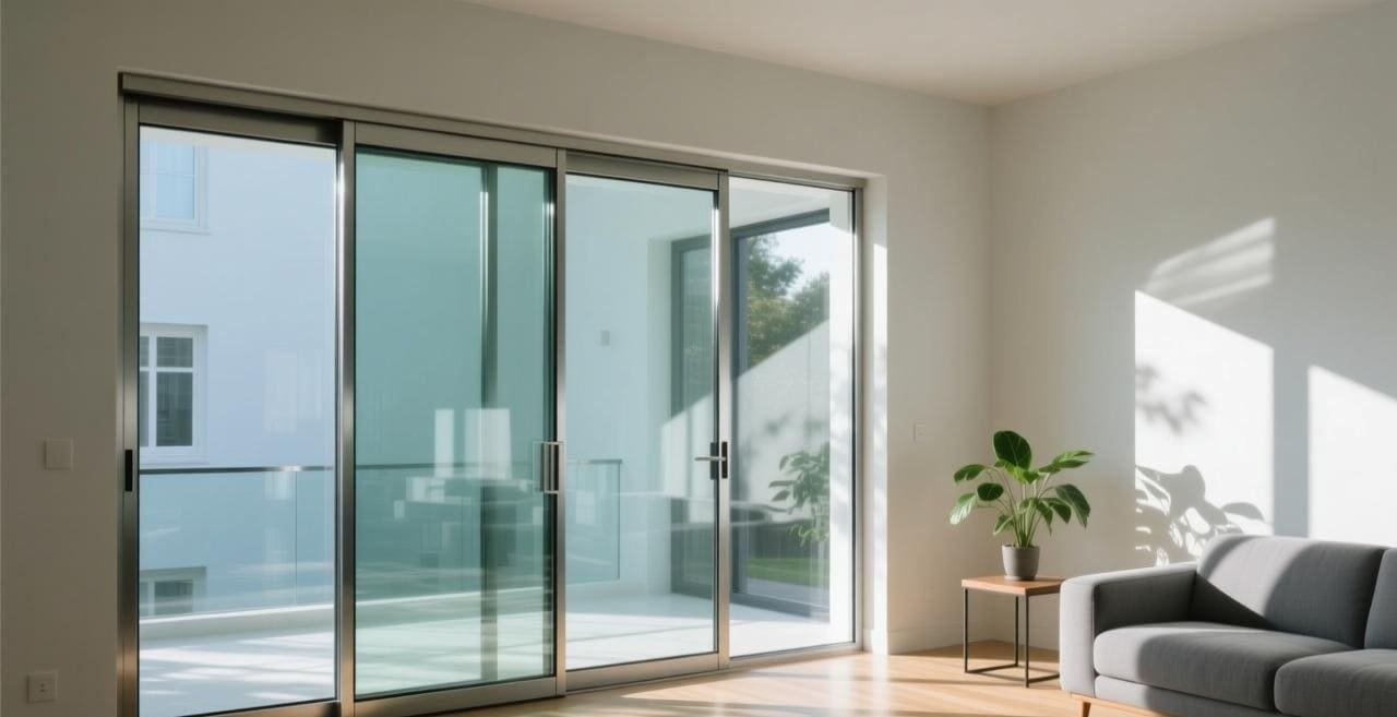 An aluminum sliding door track profile