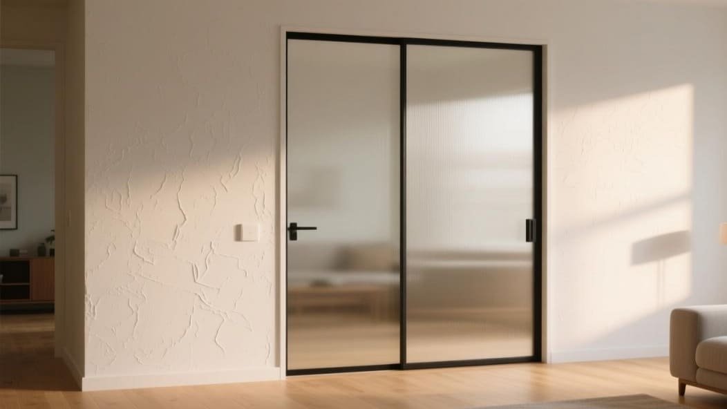 An invisible sliding door system installed in a modern living room