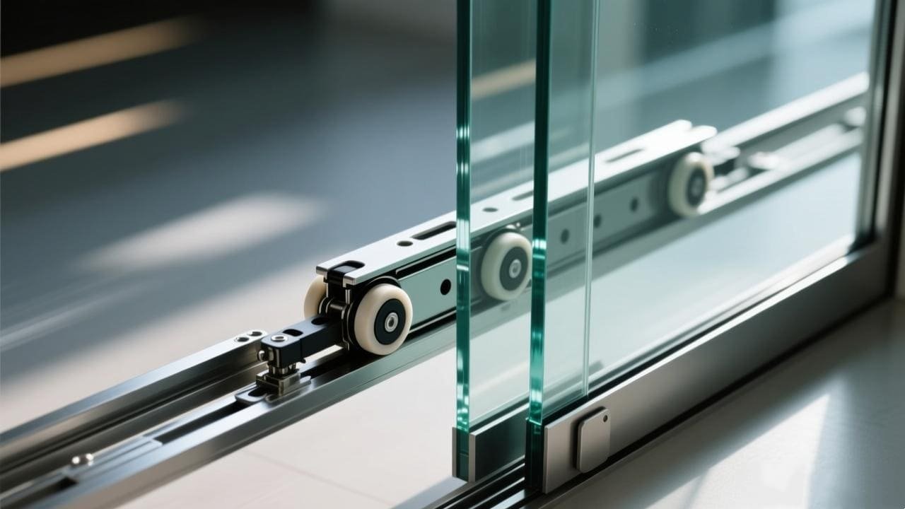 A worn-out and broken sliding door roller next to a new one