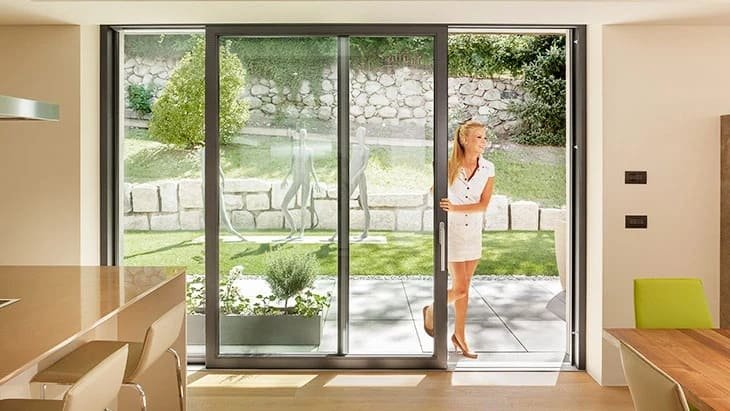 Close-up of a clean sliding door track and roller