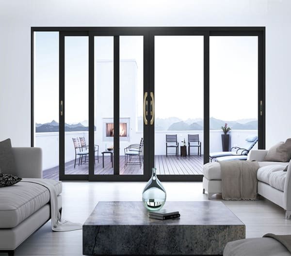 A close-up of a multi-point lock on a sliding door frame