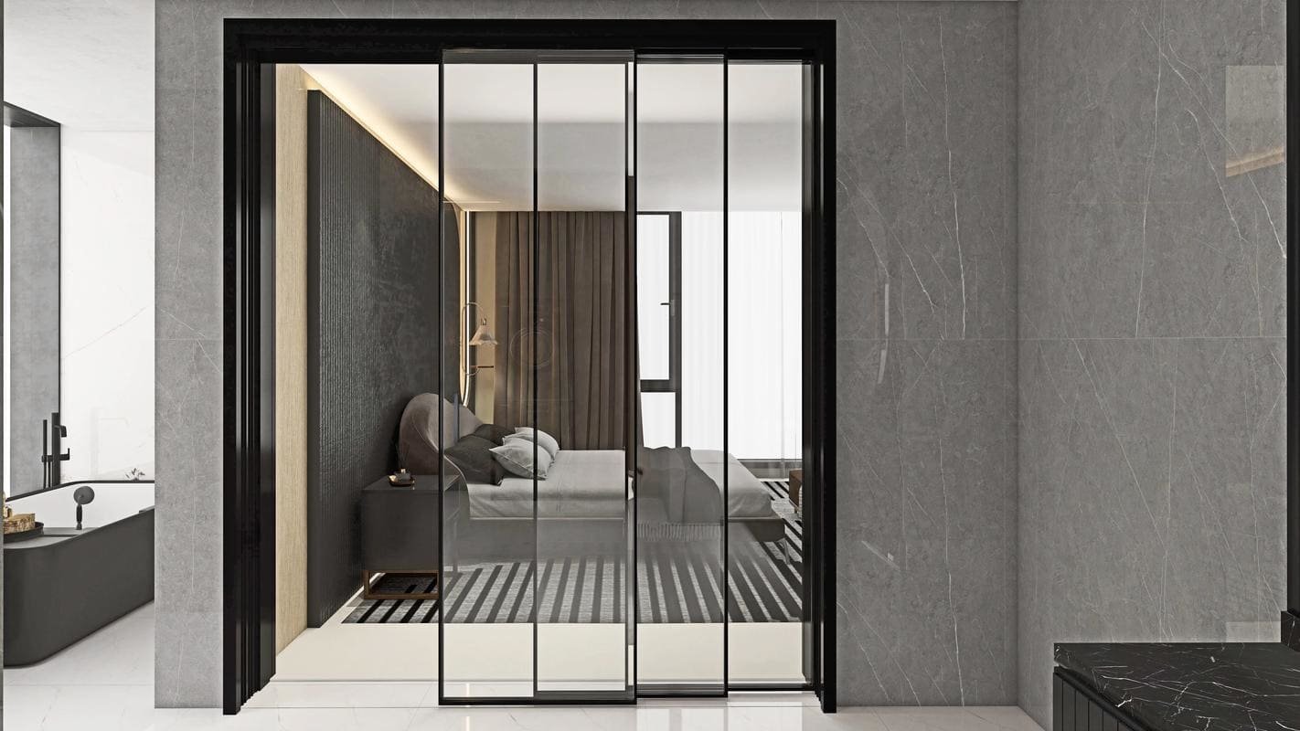 Diagram showing how a trackless sliding door mechanism works