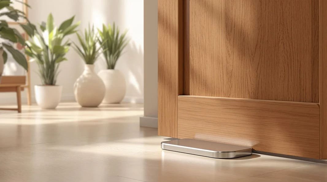 Different types of door stoppers on a white background