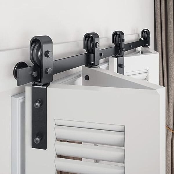 A misaligned bifold door that doesn't close properly