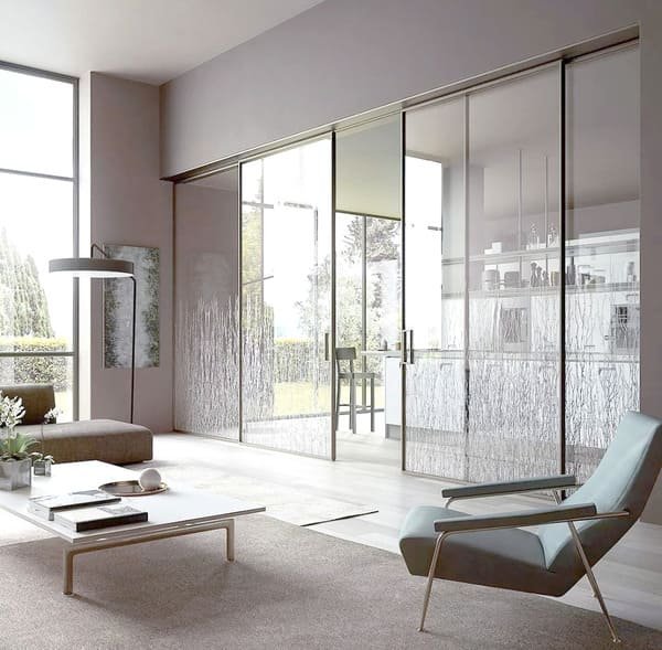 A modern home with a large, smoothly operating external sliding glass door