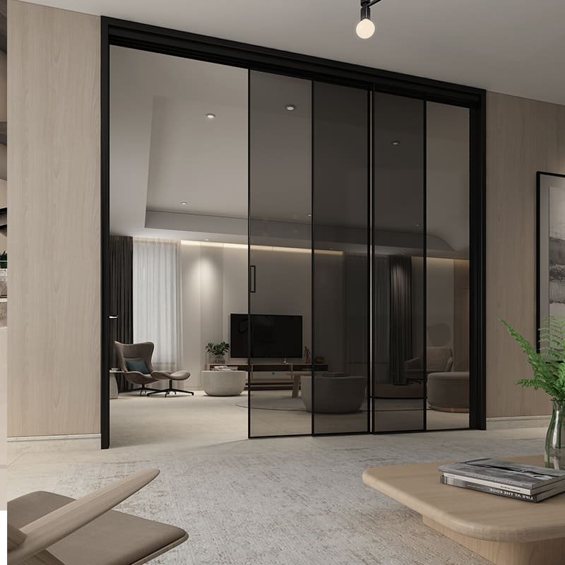 A minimalist door that appears to float with no visible hardware