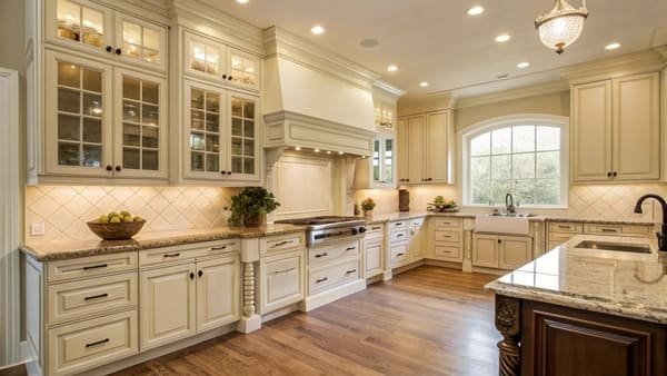 a person inspecting a cabinet hinge with a screwdriver