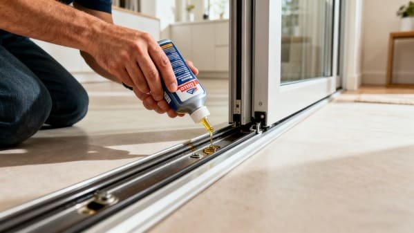 A can of silicone-based lubricant spray for sliding doors