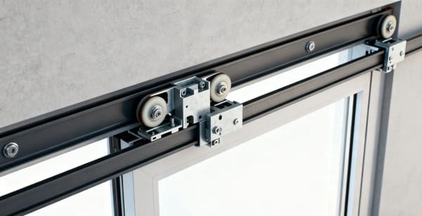 A diagram showing a top-hung vs a bottom-rolling sliding door system