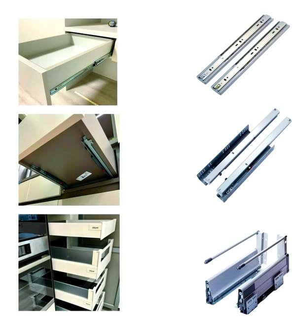A selection of high-quality drawer slides from a factory