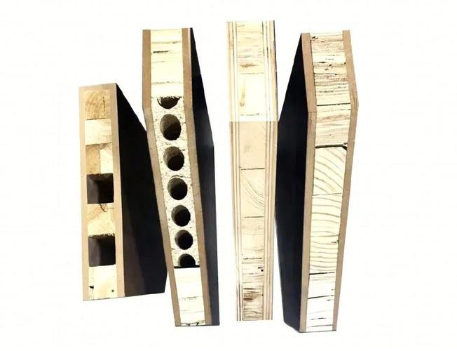 Cross-section view showing solid wood, solid core, and hollow core doors