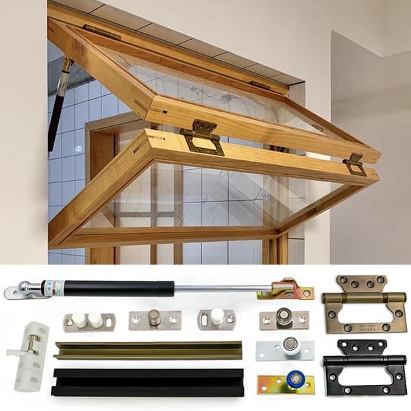 A detailed view of a casement window crank operator