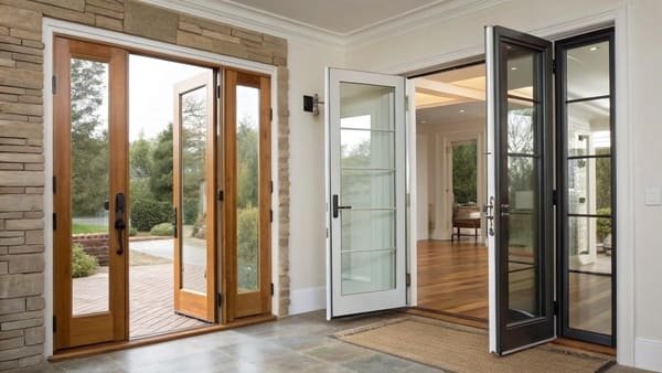 An infographic showing various door types like barn doors and French doors.