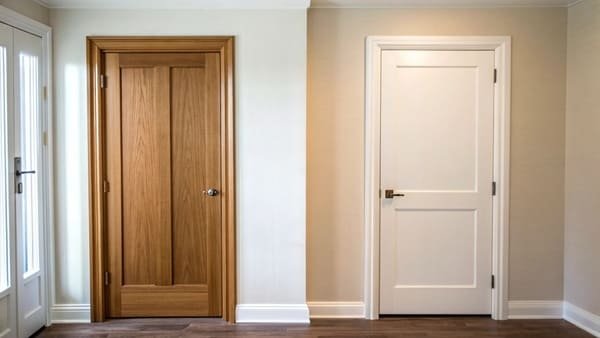 A cross-section showing hollow-core versus solid-core door construction.