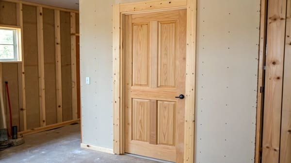 A measuring tape showing the thickness of a piece of 5/4 lumber.