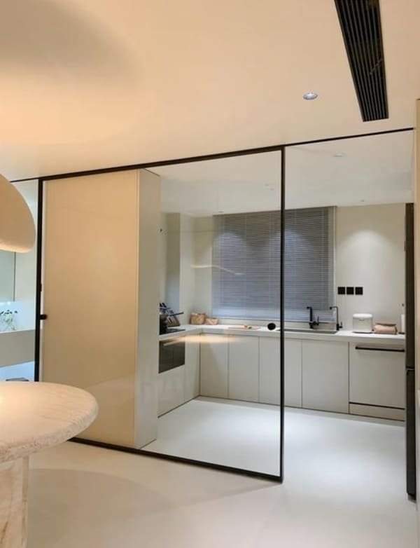 A unique, extra-large custom sliding glass door