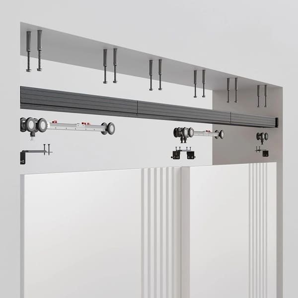 Diagram showing the different parts of a sliding door system