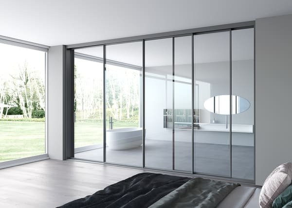 A bright, open-plan living area with large sliding doors.