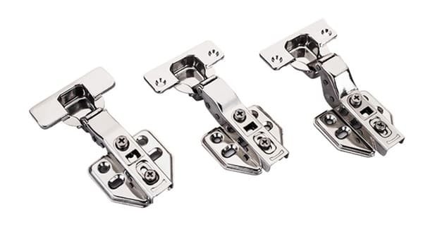 Technical drawing of a cabinet hinge with specifications