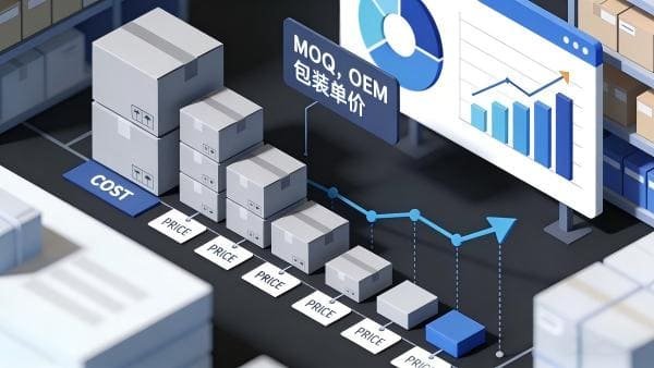 A graph showing how unit price decreases as order quantity increases