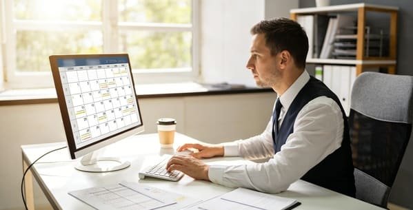 A calendar with order dates marked for sliding door hardware procurement