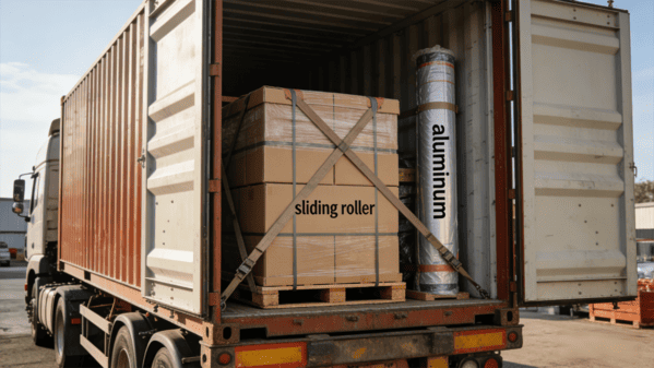 A well-packed container with different goods securely braced and separated
