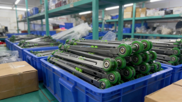 A warehouse with neatly organized boxes ready for staggered shipment