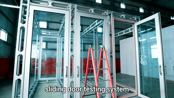 A single set of glass sliding door rollers being carefully inspected on a workbench.